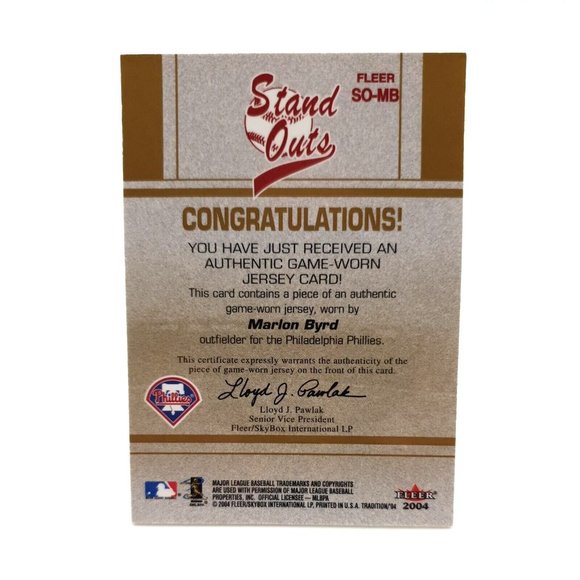 Marlon Byrd Baseball Card SO MB Phillies 2004 Fleer Tradition Stand Outs - Picture 2 of 2